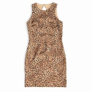 Vintage 100% silk sleeveless leopard animal print dress silky classy sz 14